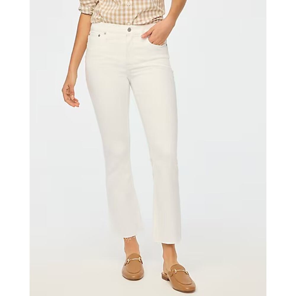 NEW J. Crew Women’s Size 0 (24) Flare Crop White Jean‎ In Signature Stretch NWT